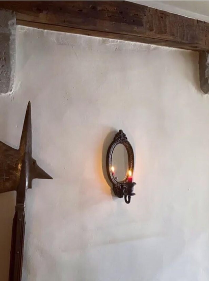 Gothic Mirror Sconce | Castle Style Wall Candle Holder image 4