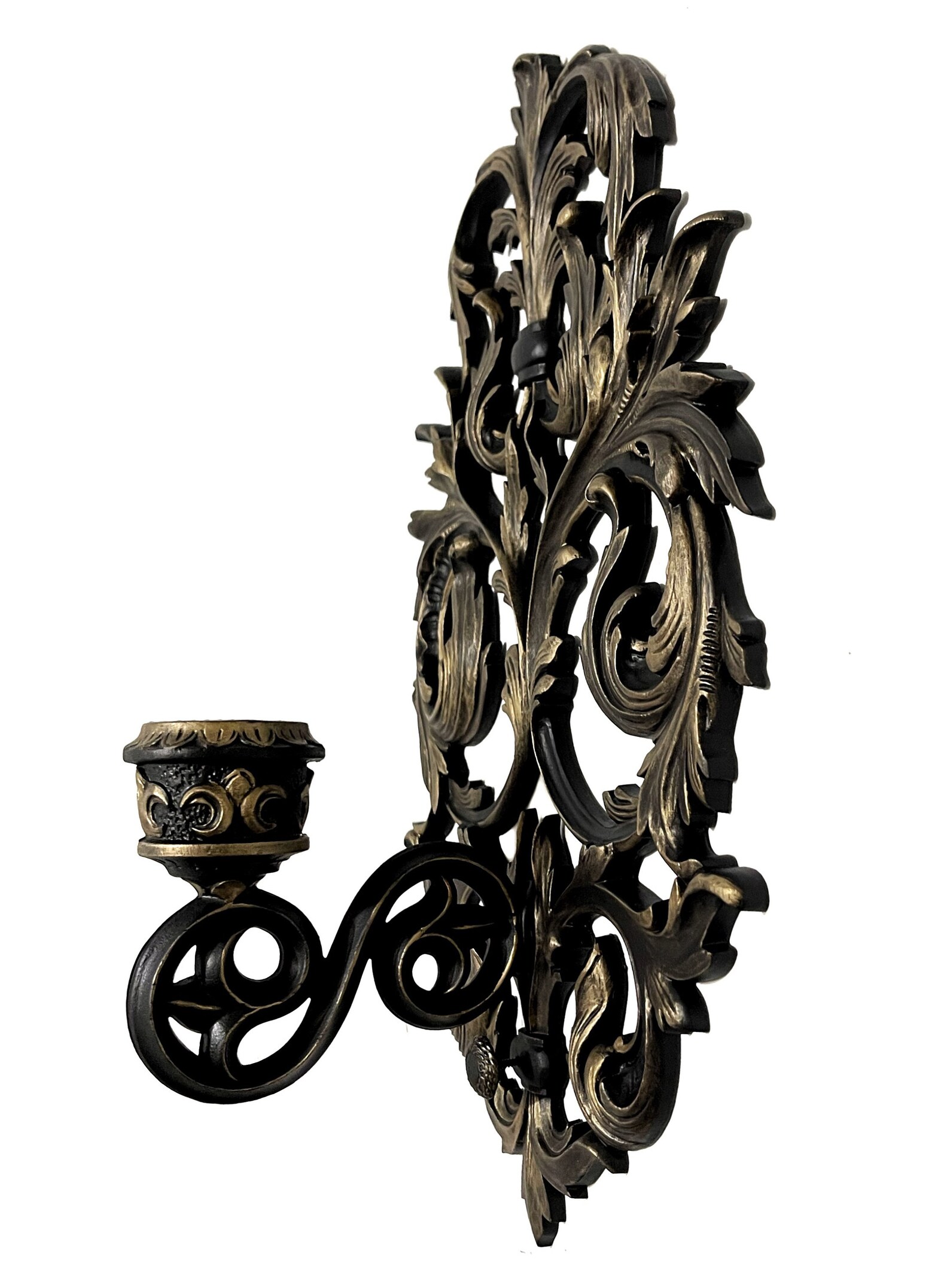 Gothic Candle Sconce | Black and Gold French Baroque Wall Decor - Etsy