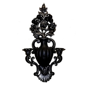 Gothic Wall Sconce | Victorian Candle Holder | Black Vintage Wall Decor | Halloween Home Accent