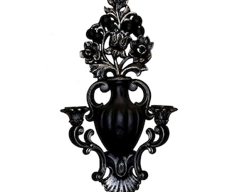 Gothic Wall Sconce | Victorian Candle Holder | Black Vintage Wall Decor | Halloween Home Accent