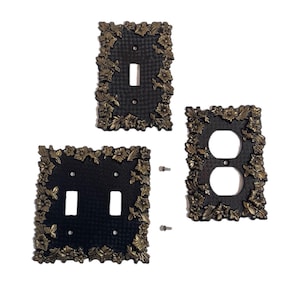 Gothic Lichtschalter Abdeckung, antike Lichtschalter Platte, Schwarz und Gold Dekor, Gothic Home Decor
