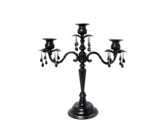 Black Candelabra, 3 Arm Taper Candelabra, Ornate Candke Holder, Gothic Home Decor, Victorian Gothic, Halloween Party Decor