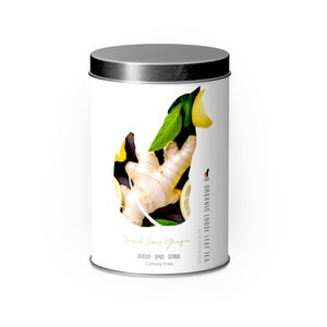 Caffeine Free French Lemon Ginger Tea Tin, Organic Rooibos