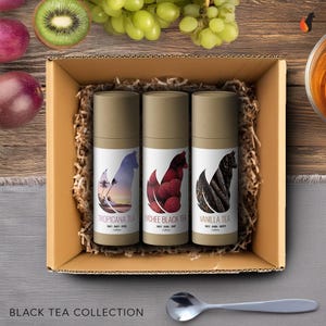 Exotic Black Tea Collection, Tea Box, Gift for Tea Lovers, Tea Gift Set, Tropicana Tea, Lychee Tea, Vanilla Tea, Herbal Tea Gift Set