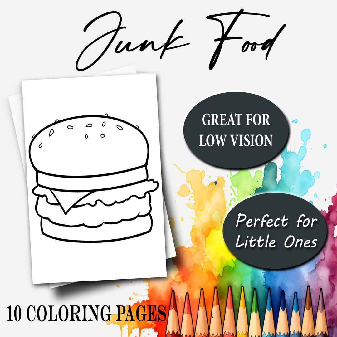 Junk Food Coloring Pages, Coloring Pages for Kids, Kindergarten ...
