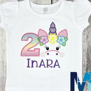 Embroidered Birthday Unicorn Shirt: Custom Girl&#39;s Party Outfit
