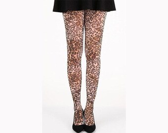 leopard print footless tights