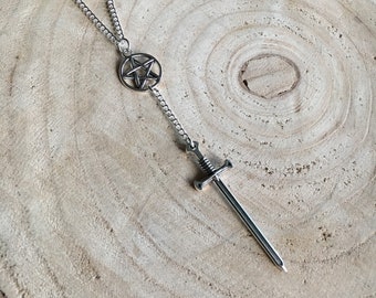 Witch necklace / Pentacle necklace / Sword necklace / Gothic necklace