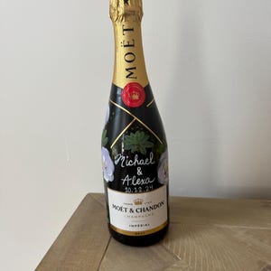 Painted Engagement Champagne Bottle