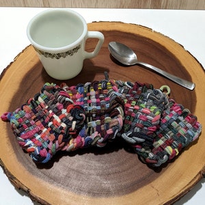 Hand Woven Coasters Set of Four: Mug Rugs for Cofee or Tea