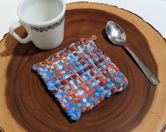 Hand Woven Potholder: Kitchen Accessory, Trivet, Hotpad, Oven Mitt, 5x5 Inches