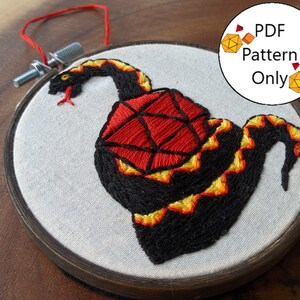 D20 Snake Embroidery PDF Pattern with Instructions