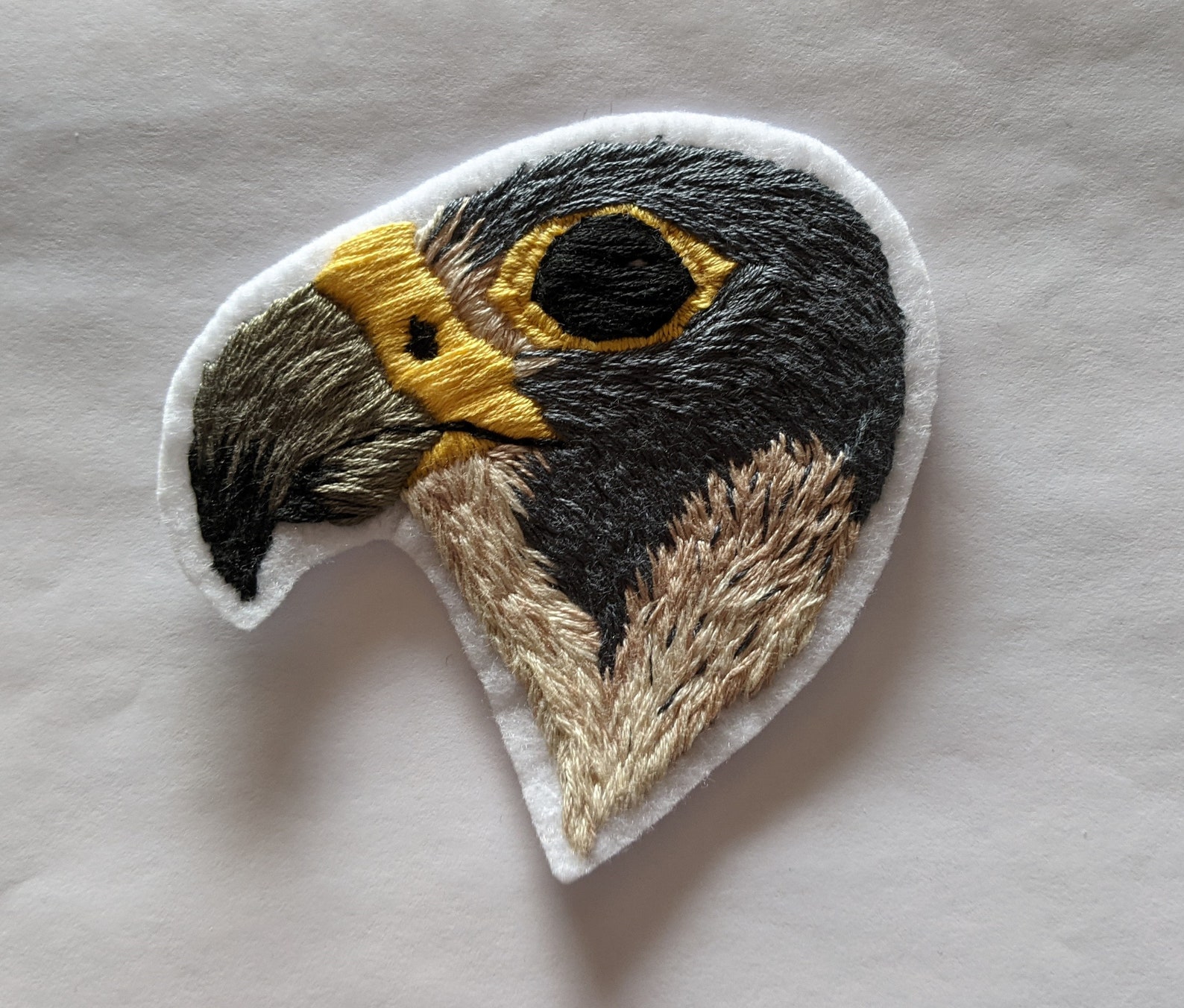 Hand Embroidered Peregrine Falcon Iron on Patch / Falcon Etsy