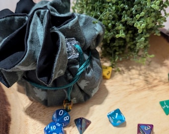 Soft Dinosaur Dice Bag with Pockets: For D&D, MTG, TTRPG
