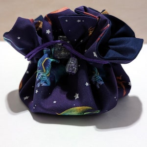 Large Dragon Dice Bag: Cotton TTRPG Storage with 8 Pockets