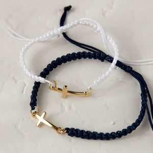 Religious First Communion Gift Byzantine motif Macrame cross bracelet Braided Religious Bracelet