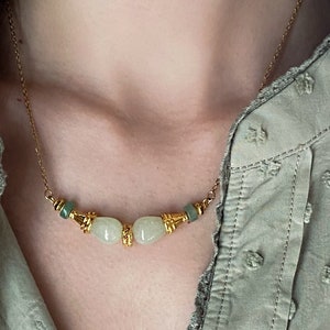 Green Αventurine Amethyst Νecklace Gold Chain Agate Necklace Dainty Boho Necklace Valentines Gift, EUPHORIA