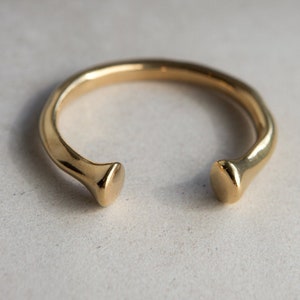 Thick heavy bangle bracelet, Minimalist gold plated bracelet,  Unisex ethnic African bangle, Tribal boho jewelry