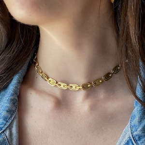 Mariner Chain Necklace Gold Chain Choker Bold Chain Anchor Link Chain Jewelry Set Anniversary Gift for Her Statement Necklace, MALONE image 1