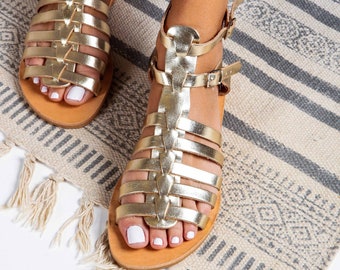 Gold Gladiator Sandals, Sandales Grecques Spartiates, Greek Summer Sandals, Sandalias Gladiador, Griechische Sandalen, OLYMPE