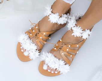 LAST SIZE 39 Wedding Sandals Handmade Bridal Shoes with Flowers Boho Wedding Shoes for Dance Summer Wedding Party shoes