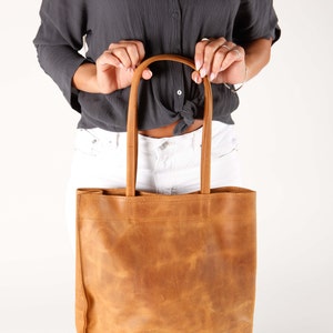 ALINA Mustard, Tan leather shoppers bag, Ledertasche Damen, Sac Cabas, Womens Leather bag, Leather Macbook purse, Mothers day Gift