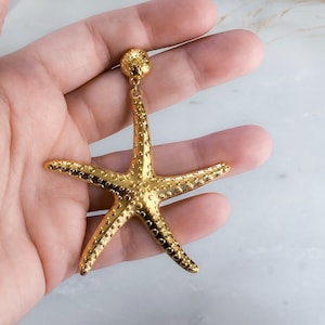 Oversize Mermaidcore Ohrringe, Gold Seestern Ohrringe, Sirenenkern Ästhetischer Schmuck, Große Sommer Ohrringe, Geschenk für Sie, ATLAS