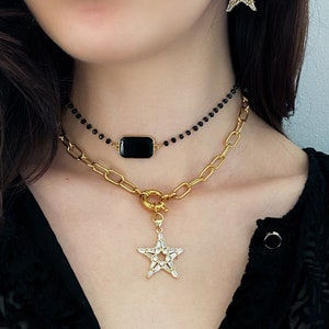Black Chocker Necklace Minimalist Rosary Necklace Y2K Choker 90s Necklace Dainty Gift for Wife Vintage Style Christmas Gift