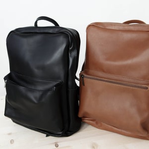 ACHILLE Black, Big Leather Backpack, Men&#39;s Premium Leather Laptop Backpack, Work and Travel Backpack, Genuine Leather School Rucksack
