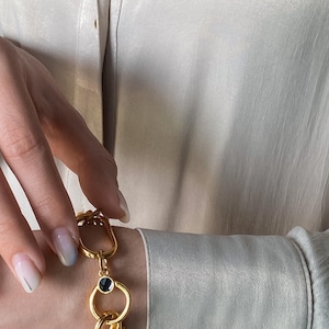 Large Gold Chain Bracelet, Chunky Toggle Bracelet Vintage Style, Industrial Jewelry, Gift idea for Wife, Anniversary Gift for her, KASSANDRA