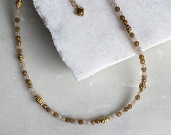 Dainty Heishi Agate Necklace Statement Gems Choker Necklace Gift for her Christmas, Edelstein-Halskette, Collier Pierre Femme, AMALIA