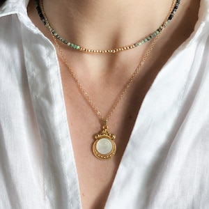 Minimalist Boho Charm Necklace Gold Chain Necklace Dainty Pendant, Birthday Gift for Her, Christmas Gift,  ARMONIA