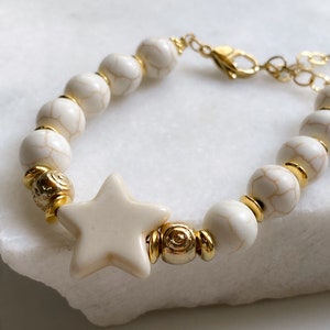 White gemstone Starfish Bracelet, Summer Festive Bracelet, Mermaid core Jewelry, Ocean 90s bracelet Little Mermaid, Gift for Her, ESTELLA image 7
