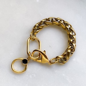 Large Gold Chain Bracelet Christmas Gift Bracelet Chunky Toggle Bracelet Vintage Style Bracelet Statement Jewelry, KASSANDRA