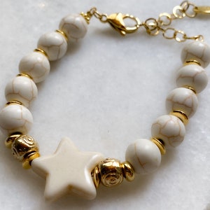 White gemstone Starfish Bracelet, Summer Festive Bracelet, Mermaid core Jewelry, Ocean 90s bracelet Little Mermaid, Gift for Her, ESTELLA image 9