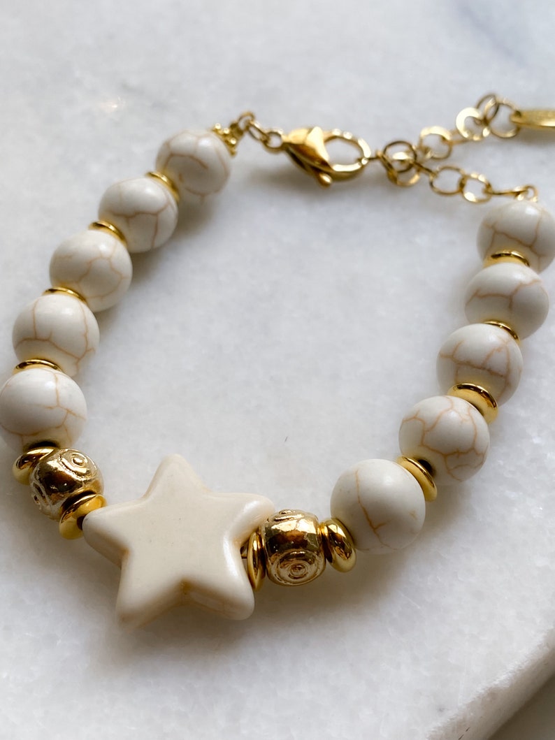 White gemstone Starfish Bracelet, Summer Festive Bracelet, Mermaid core Jewelry, Ocean 90s bracelet Little Mermaid, Gift for Her, ESTELLA image 9