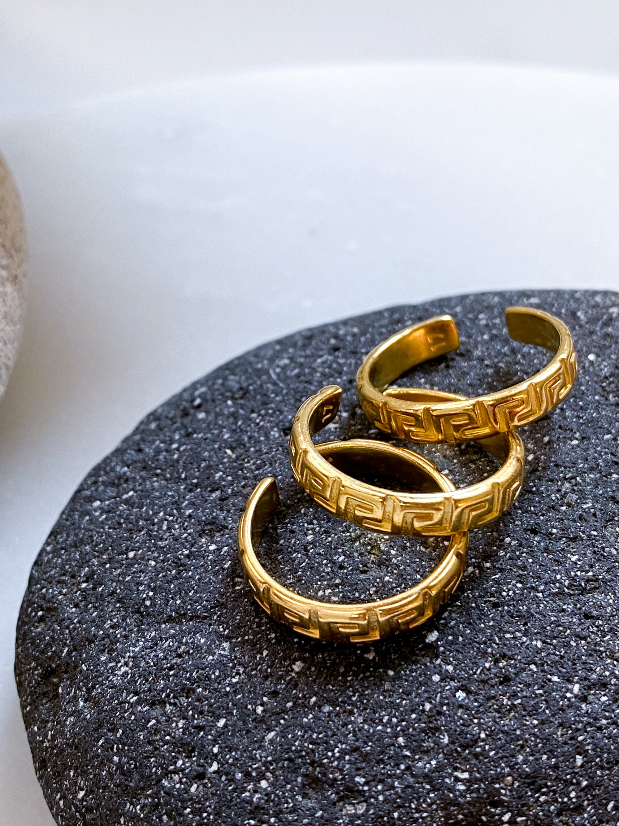 MEANDER Gold Band Ring, Ancient Greek Pattern Ring, Elegant Boho Chic ...