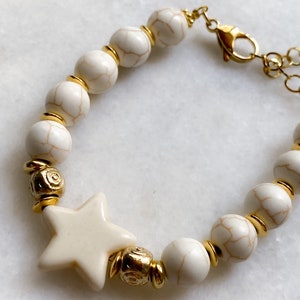 White gemstone Starfish Bracelet, Summer Festive Bracelet, Mermaid core Jewelry, Ocean 90s bracelet Little Mermaid, Gift for Her, ESTELLA image 3