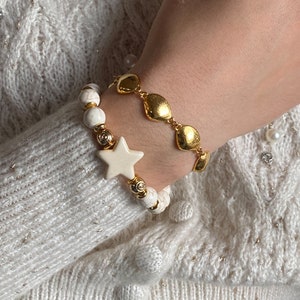 White gemstone Starfish Bracelet, Summer Festive Bracelet, Mermaid core Jewelry, Ocean 90s bracelet Little Mermaid, Gift for Her, ESTELLA image 4
