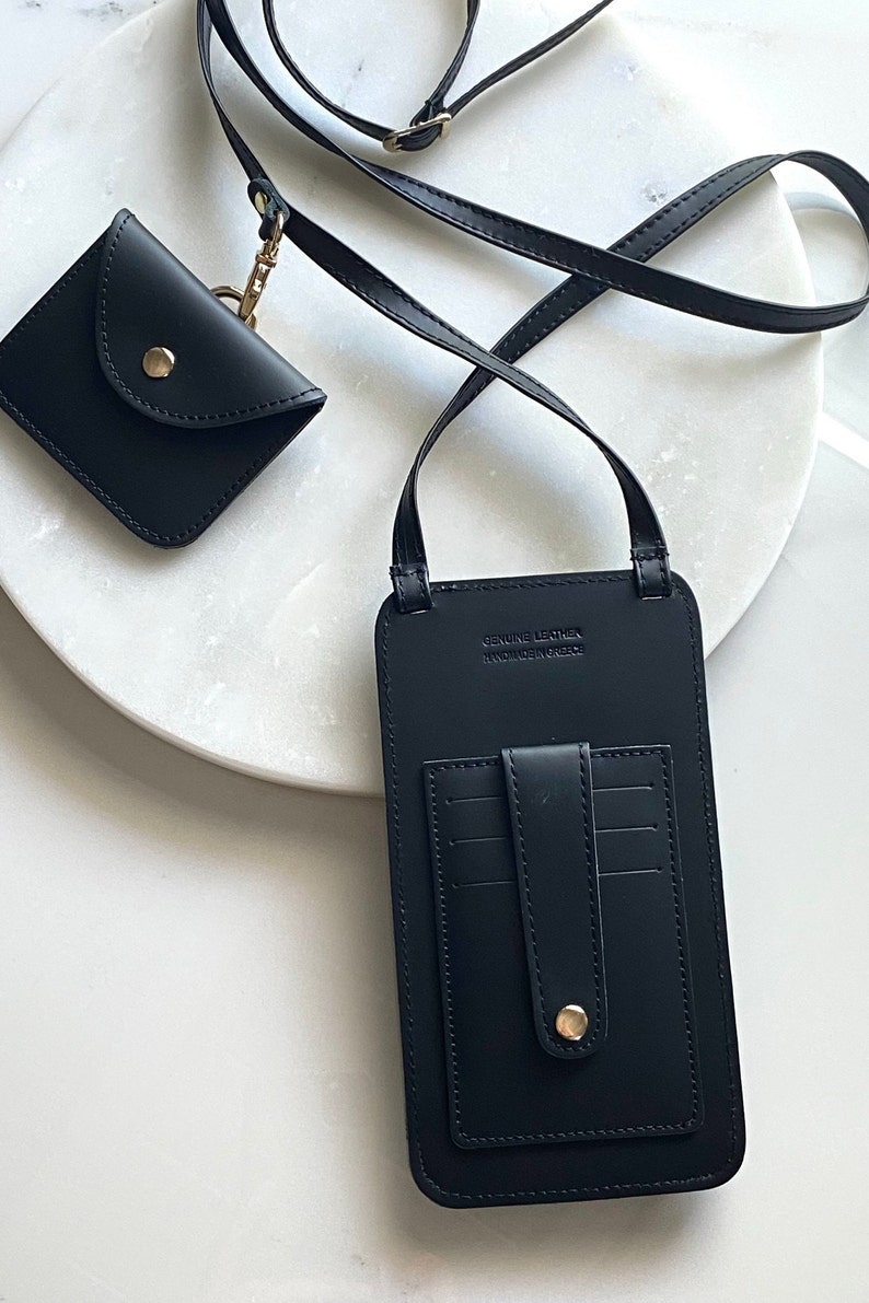 Mobile Phone Case Wallet, Air pods case, Leather Phone crossbody bag, Portable phone cover, card slot, fashion mobile phone case, IRIS image 6