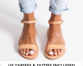 Ancle strap Sandals, Greek leather sandals, Sandales grecques, Griechische Sandalen, Sandales plates en cuir, Flat Grecian sandals, ELIA