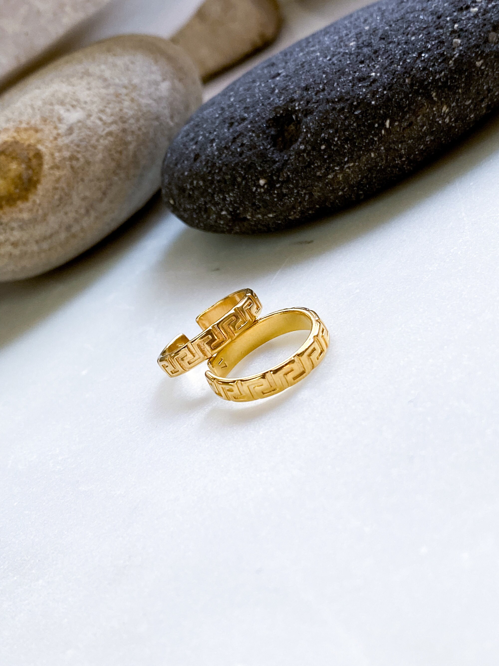 MEANDER Gold Band Ring, Ancient Greek Pattern Ring, Elegant Boho Chic ...