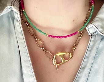 Seed bead Necklace for young girls, Birthday Daughters gift, Thin beaded necklace, Delicate Seed bead choker, Boho Colorful necklace