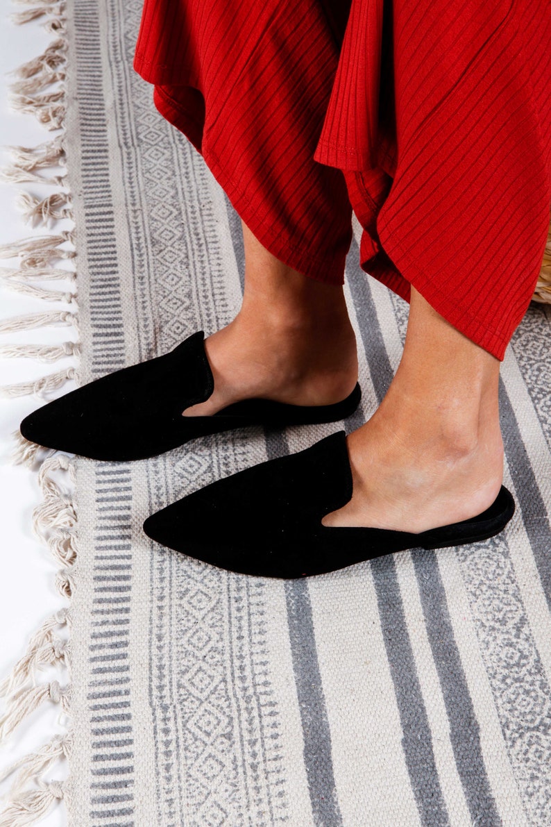 nude leather mules