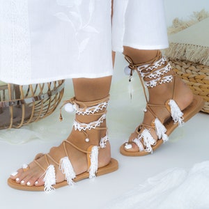 Bridal Sandals Boho Wedding Sandals Gladiator Beach Bridal Shoes Handmade Bridal Party Shoes for Dancing image 4