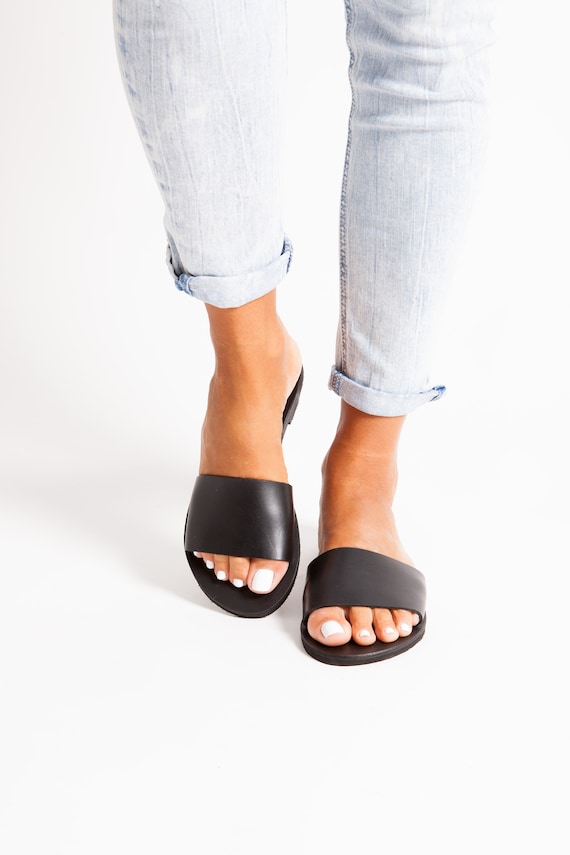 Black Leather Sandals, Sandales Grecques, Griechische Sandalen, Sandalias Griegas, Strappy Sandals, PAROS