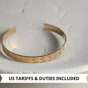 Elegante bracciale rigido in oro con motivo a paglia, bracciale rigido minimalista placcato in oro, bracciali regolabili impilabili