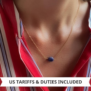Gold Thin chain Necklace with sodalite gemstone pendant, Blue Stone dainty Necklace, Jewelry set for Gift, Birthday Gift for Her, SARITA
