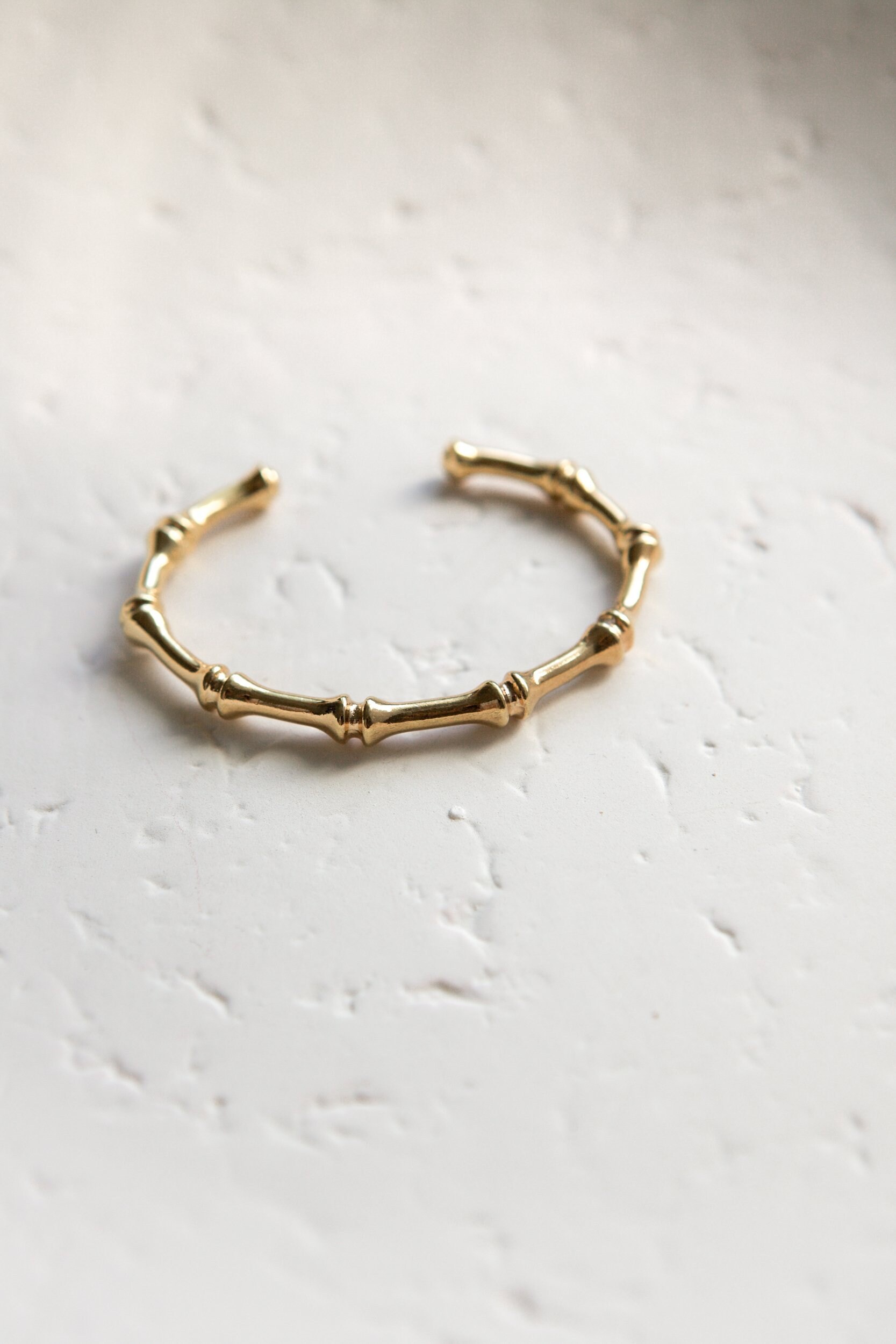 Bamboo Pattern Bracelet, Minimalist Gold Plated Bangle