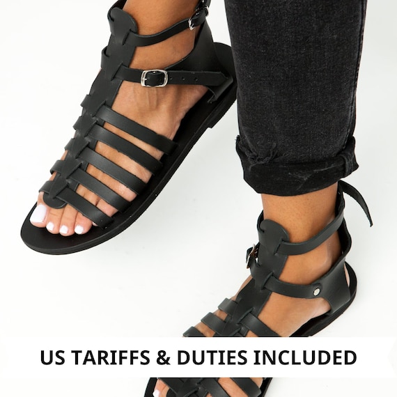 Greek LeatherSandals Gladiator Sandals Black Roman Sandals Women Strappy Sandals, Les Tropéziennes, Sandales Grecques, OLYMPE